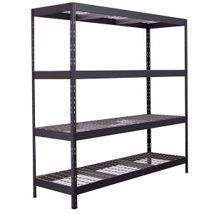  SSP®'s 400kg UDL heavy duty black metal shelving unit with four shelves offers reliable and adaptable storage options for different settings.